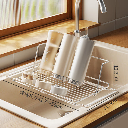 Stainless Steel Sink Draining Basket Kitchen Sink Retractable Bowl and Dish Basin Draining Rack Multifunctional Tableware Bowl and Chopsticks Draining Rack