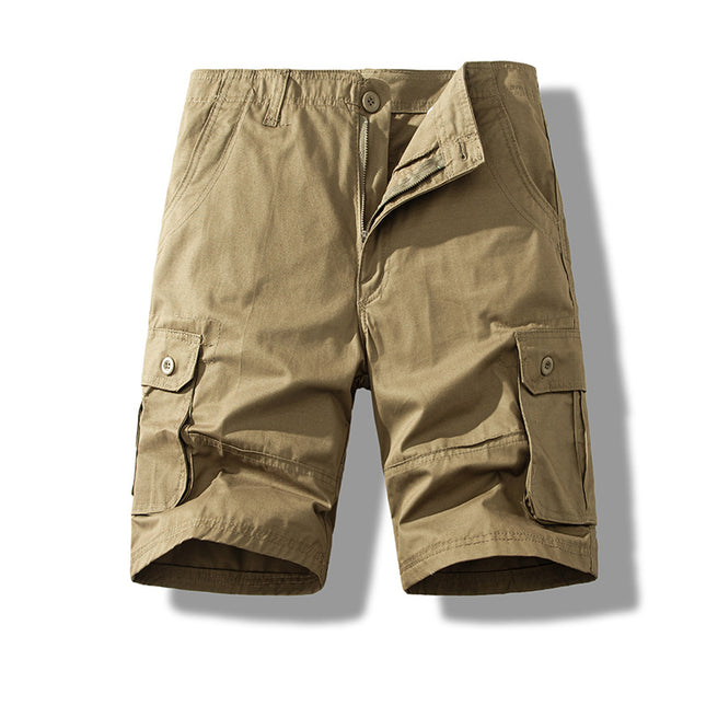 Workwear shorts men's summer new Army Green multi-pocket cotton shorts loose thin casual sports pants