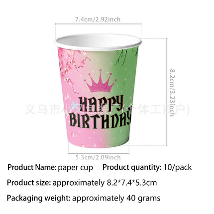 Edge Wipe Pink Green Magic Wicked Witch Theme Holiday Party Decoration Disposable Paper Tray Paper Cup Paper Towel Tablecloth suit
