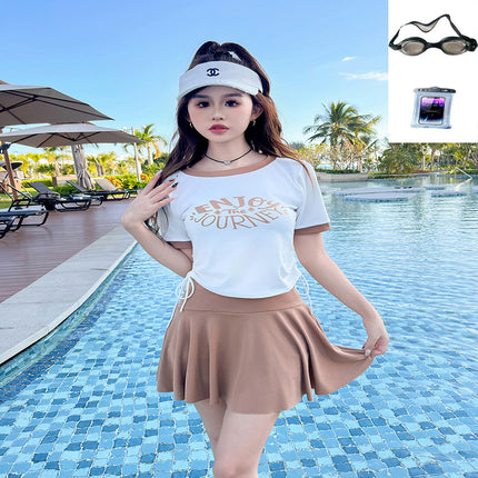 Women's Swimsuit 2025 New Style Belly-Covering Slimming Look One-Piece Boxer Swimming Pool Conservative Hot Spring Professional Large Size Swimsuit