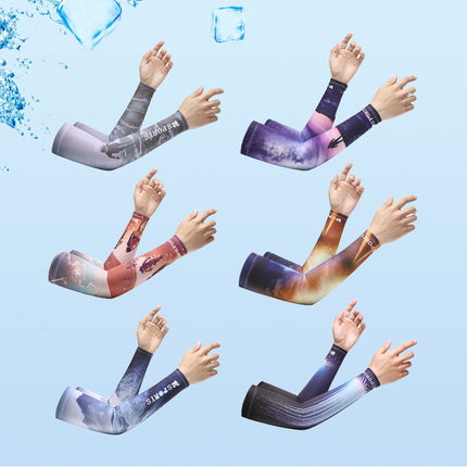 Sun Protection Ice Sleeves for Men, New Summer Style for Cycling, Driving, Outdoor Mountaineering, Arm Sleeves with Ice Cooling Sensation and Uv Protection