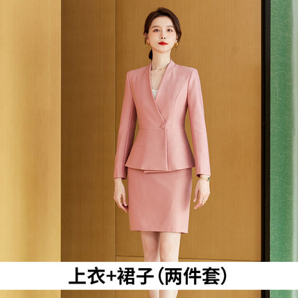 Fashionable professional women's dress elegant goddess style suit spring and autumn suit beauty salon front desk work uniform high-end