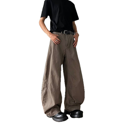 Retro Silhouette Scimitar Cargo Pants Men's Spring and Autum American Retro Vintage Loose Casual Wide-Leg Jeans