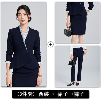 High-end Suit suit Women's Spring and Autumn High-end Temperament Professional Uniform Hotel Front Desk Tooling Beauty Salon Overalls