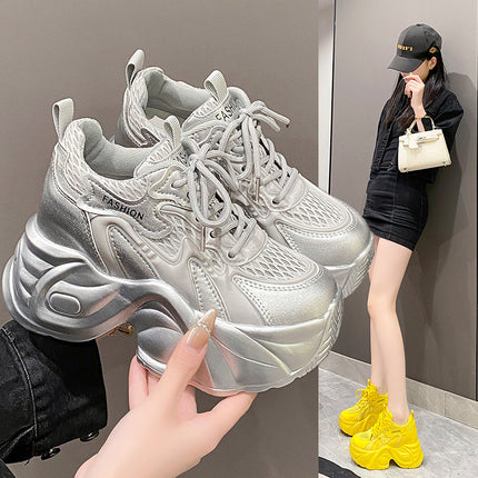 10cm Thick-Soled Height-Increasing Dad Shoes for Women, Mesh 2025 Summer Breathable New Versatile Casual Sports Shoes
