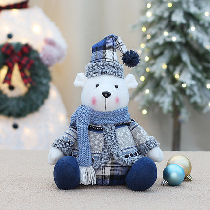 Cross-border New Christmas Decorations Blue Doll Window Arrangement Elk Doll Christmas Cloth Bear Ornaments
