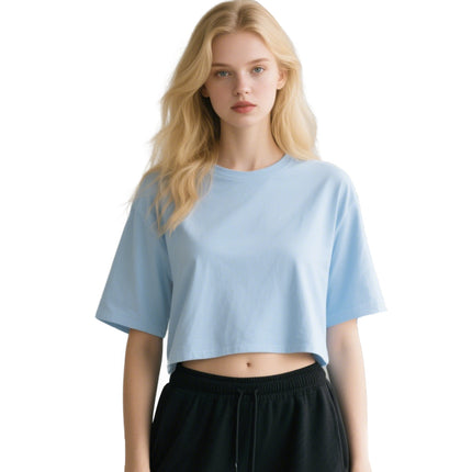 European Size Ins Pure Cotton Sexy Crop Top Loose Women's Short Sleeve T-Shirt with Logo Printed Same Day Shipping Crop Top