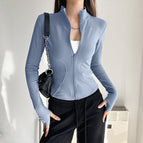 Gray lake blue-waist slimming / S