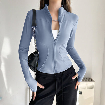 Stand Collar Slimming Fitness Clothing Slimming Yoga Top Running Sports Jacket Pilates Training Yoga Clothing