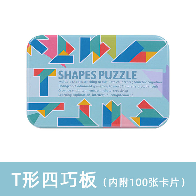 Iron Boxed Intelligence Puzzle Multifunctional Creative Children's Early Education Educational Toys Kindergarten Teaching Aware Wooden Tangram