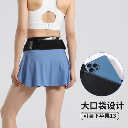 Waterproof Pocket for Mobile Phone Sports Skirt Women's Anti-Light High Waist Quick-Dry Marathon Running Skirt Wrap-Around Net Pocket