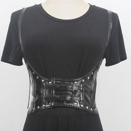 All-match decorative vest strap elastic wide belt women's leather vest camisole waist seal lolita
