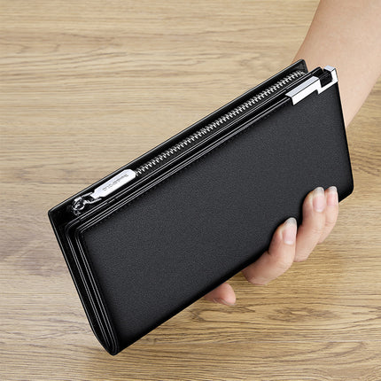 Boston Wallet Men's 2026 New Id Card Holder Vintage Genuine Leather Clutch Youth Trendy Large Capacity Long Wallet