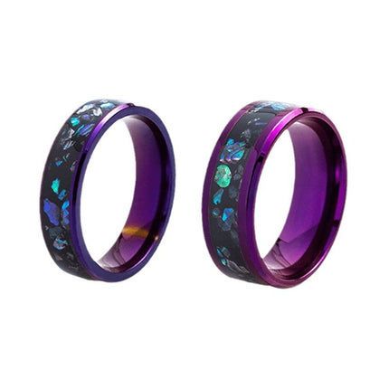 8/6mm double color purple blue inlaid abalone shell ring men's fashion ring cross-border hot lovers jewelry wholesale