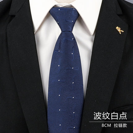 Tie Men's Forsuit Business Blue Striped Shirt Suit Hands Lazy People Zip-Free Wedding Trend