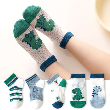 5 Pairs 1 To 12 Years Children's Socks 2025 Spring Summer Baby Boys Girls Cotton Mesh Breathable Thin Soft Cute Socks Kids Socks