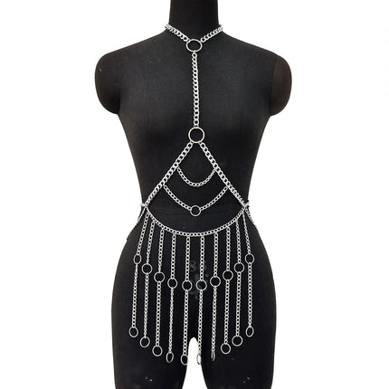 Zhuru Clothing Cross-Border Popular Metal Ring Irregular Tassel Sexy Hollow Temptation Body Chain Dl0058