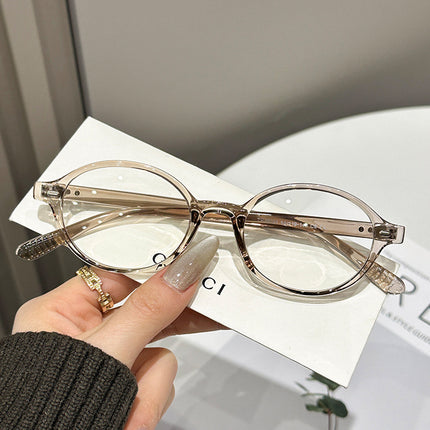 Fake Nerd-Style Oval Frame Women's Tortoiseshell Eyeglass Frames Ultra-Light Eyeglass Frames Plain Tr90 Factory Wholesale
