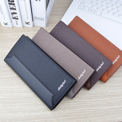 New Wallet Men's Long Wallet Vertical Fashionable Stitching Color Contrast Soft Wallet Multi-card Banknote Clip suit Bag