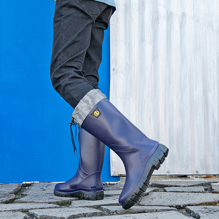 Long Rain Boots for Men, Non-Slip Kitchen Work Rain Boots, Fashionable Waterproof Shoes, Car Wash Work Overshoes, Rubber Shoes