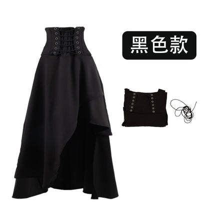 Cross-Border Aliexpress Amazon Ebay Hot-Selling High-Waisted 5-Color Irregular Gothic Long Skirt New Model in Stock
