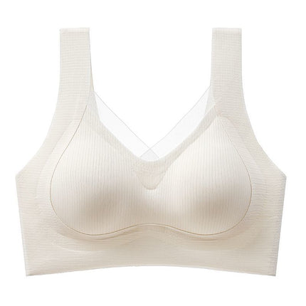 plus size seamless back underwear women's non-steel ring gathered adjustable summer thin breathable vest bra