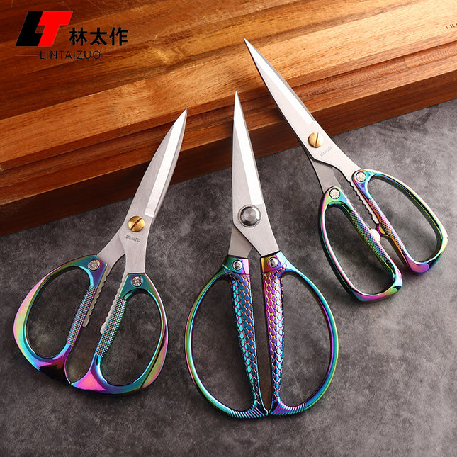 Lin Tai's Stainless Steel K82K26 Scissors Multifunctional Strong Alloy Scissors with Titanium-Plated Handle for Professional Use
