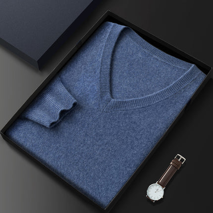 V-Neck Cashmere Knitwear Autumn and Winter New Men's Long-Sleeved Business Casual Bottoming Knitwear Cashmere Knitwear Drop Shipping