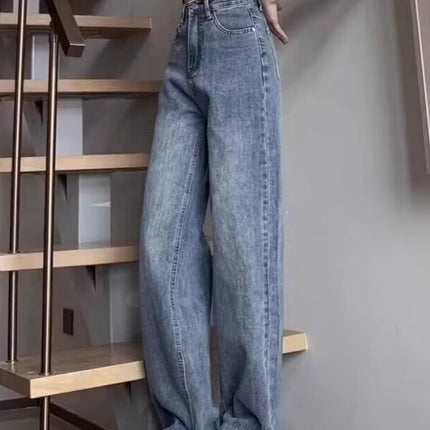 Vintage Wide-Leg Jeans for Women 2025 Spring New High-Waisted Slimming Loose Drape Floor-Length Straight Pants Trendy