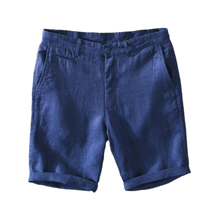L8216 Pure Linen Thin Breathable Shorts Men's Loose Casual Beach Casual Pants Men's One-Piece Hair