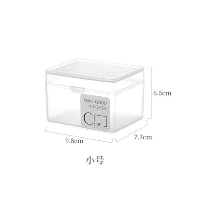 Small Items Frosted Storage Box Transparent Desktop Sundries Storage Box with Lid Household Card Drawer Organizer