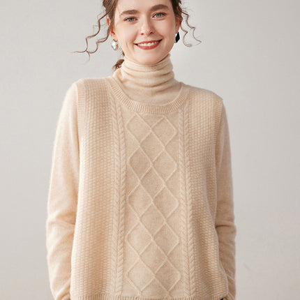 Autumn and Winter Cashmere Vest for Women, Round Neck, Thickened, Short Front and Long Back, Loose Fit, Sleeveless, Back Slit, Knitted Sweater