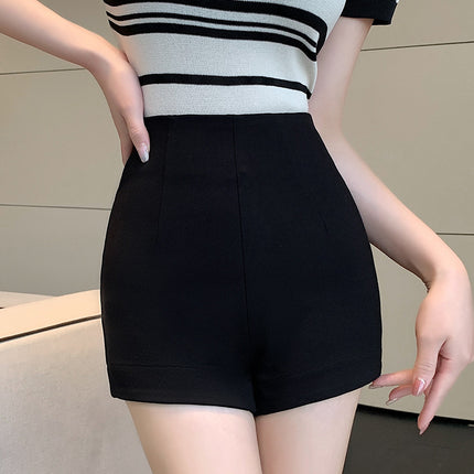 Black Tight Outer Wear Base A- line Hot Pants Summer Large Size High Waist Hot Girl American Sexy Three-point Shorts