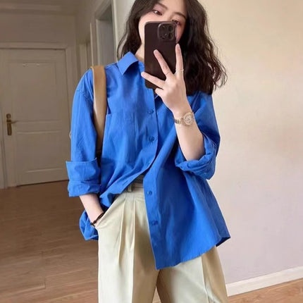 French Top High-end Light Luxury Blue Shirt Jacket Women's Spring and Autumn Sun-protective Clothing New Spring Explosive Shirt