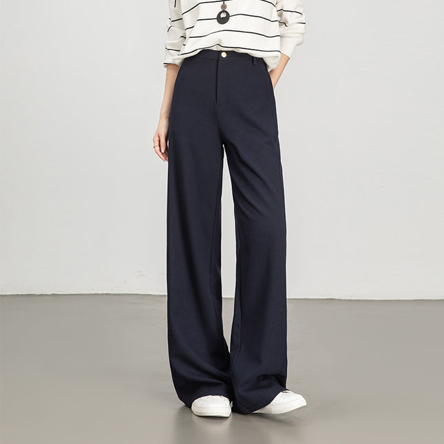 Wide-Leg Wool Pants for Women Spring and Summer 2025 New Loose Draped Straight Pants Commuter Autumn Trousers Casual Wide-Leg