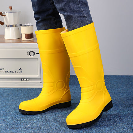 Men's High Rain Shoes Thickened Frosted Green Rubber Shoes Outer Wear Yellow Wading Boots Workers' Shoes Farming Water Shoes Rain Boots Men's Shoes