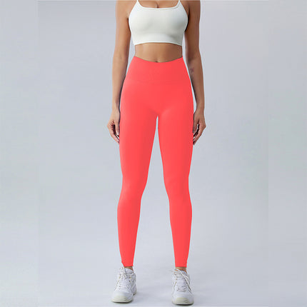 Nude leggings high waist belly contracting hip lifting tight full length fitness sports pants European and American body shaping yoga pants seamless