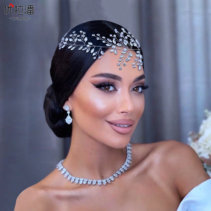 Youlapan Bridal Handmade Diamond-Encrusted Hairband, Hairpin, Wedding Dress Accessories, Simple and Elegant, Versatile Hair Chain Hp21