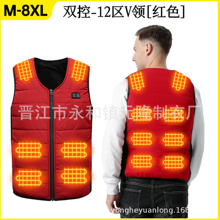 Explosive wholesale multi-zone heating clothing heating vest for men and women warm winter intelligent constant temperature safety electric heating clothing vest