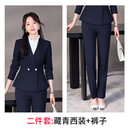 navy blue Professional suit Women's Fashion Elegant Suit Shirt Three-piece Hotel Manager Work Clothes Front Desk Uniform