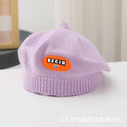 Smiley leather label beret-purple / 3-48 months
