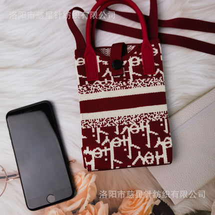 Girl's Heart-Shaped Knitted Crossbody Bag