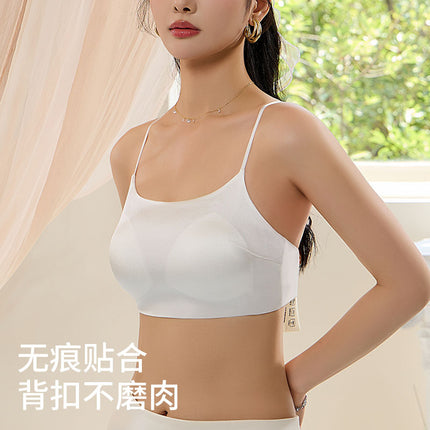 Guolian Silk Satin U-Shaped Slimming Basic Versatile Beautiful Back Mulberry Silk Anti-Exposure Fixed Cup Bra