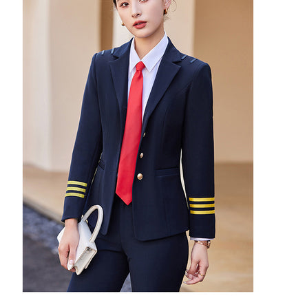 [Stewardess Uniform] Female Spring and Autumn Performance Air Railway Drum Suit Performance Work Clothes Fashion Professional suit