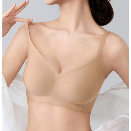 Seamless Comfortable Women's Soft Fixed Cup Strap Latex Push-Up Bra for Small Bust with Liquid Foundation Bra