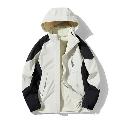 1818 Three-In-One Mink Velvet Outdoor Mountaineering Jacket for Couples, Removable, Thickened, Warm and Windproof Two-Piece Set