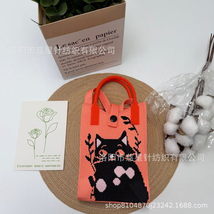 Girl's Heart-Shaped Knitted Crossbody Bag