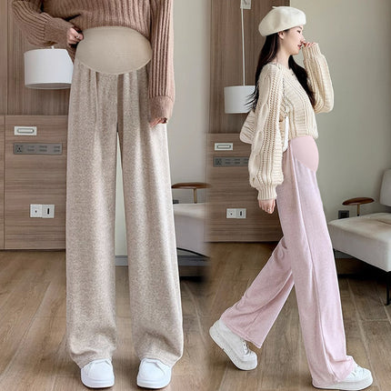 In stock multi-color optional autumn and winter New fleece-lined pregnant women's pants casual Internet celebrity towel pants fashionable drop-down mop pants