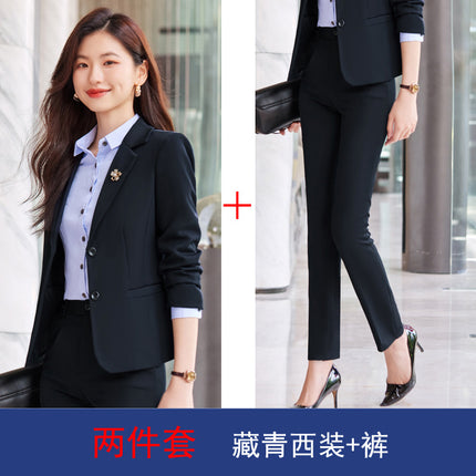 Suit suit women's work clothes professional temperament College student formal wear plus size interview spring and autumn suit front desk work clothes