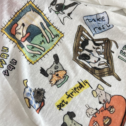 Lyocell Tencel Korean Style Dog Pattern Loose Version Thin Round Neck Long-Sleeved Sun Protection T-Shirt Summer New Women's Top